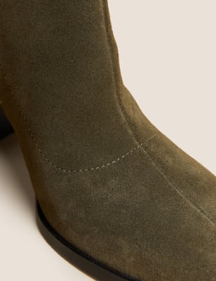 

Womens M&S Collection Suede Block Heel Over the Knee Boots - Khaki, Khaki