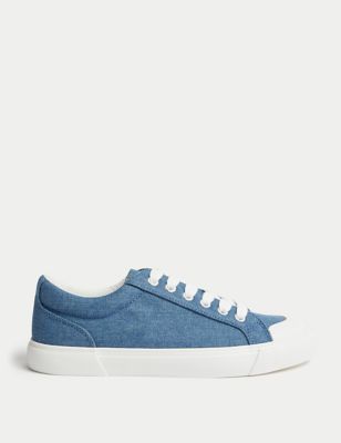 Canvas Lace Up Eyelet Detail Trainers - GR