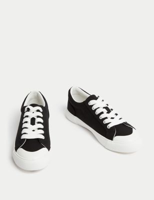 Canvas Lace Up Eyelet Detail Trainers