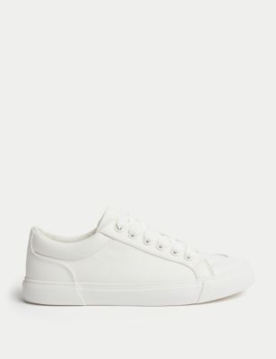 Canvas Lace Up Eyelet Detail Trainers - EE