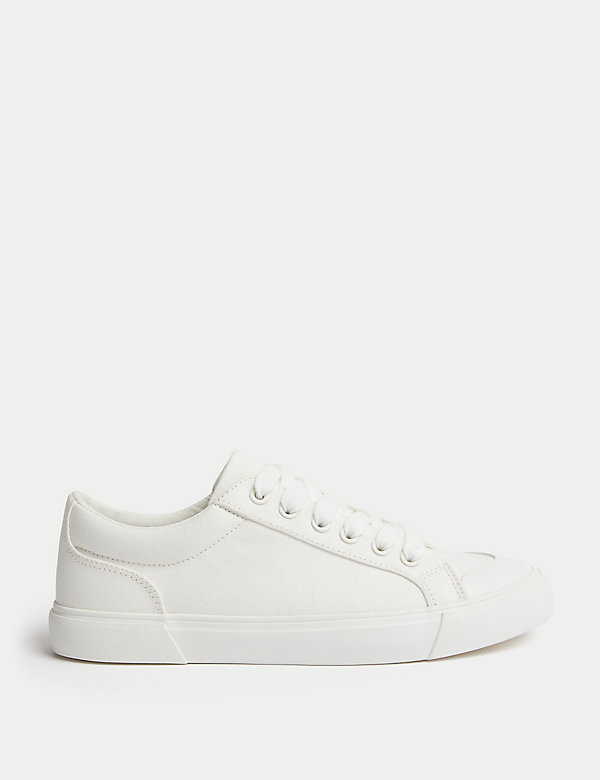 Canvas Lace Up Eyelet Detail Trainers - ES