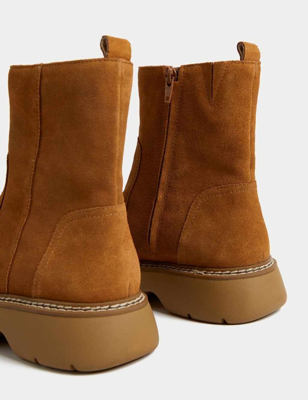 Wide Fit Suede Chunky Flatform Ankle Boots image 3