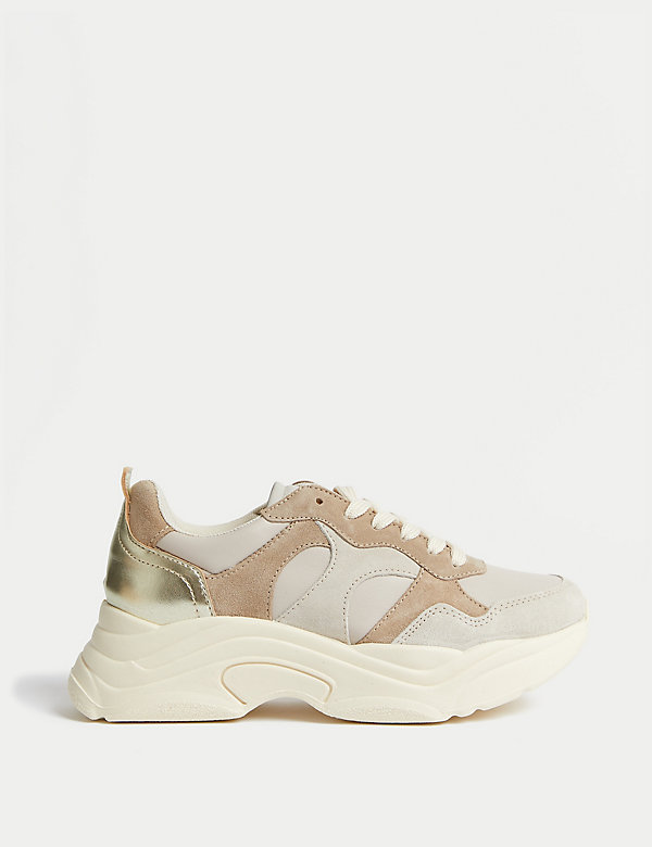 Leather Lace Up Chunky Platform Trainers - NZ