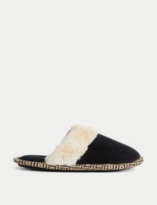 Faux Fur Lined Mule Slippers - SK