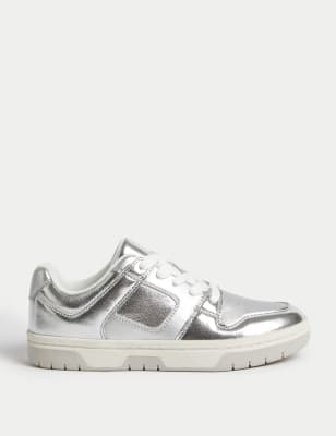 Silver metallic hot sale trainers