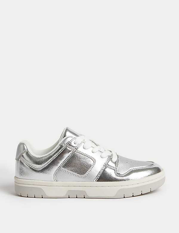 Lace Up Metallic Trainers - TW