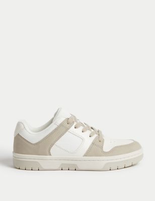 M&S Womens Lace Up Trainers - 3 - White Mix, White Mix