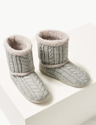 cable knit slipper boots