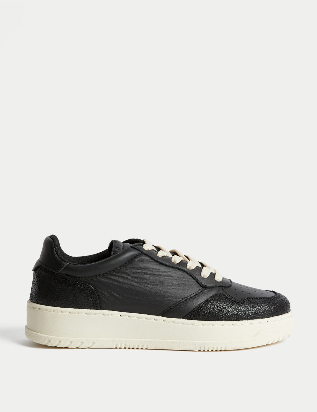 Leather Lace Up Suede Panel Trainers image 1