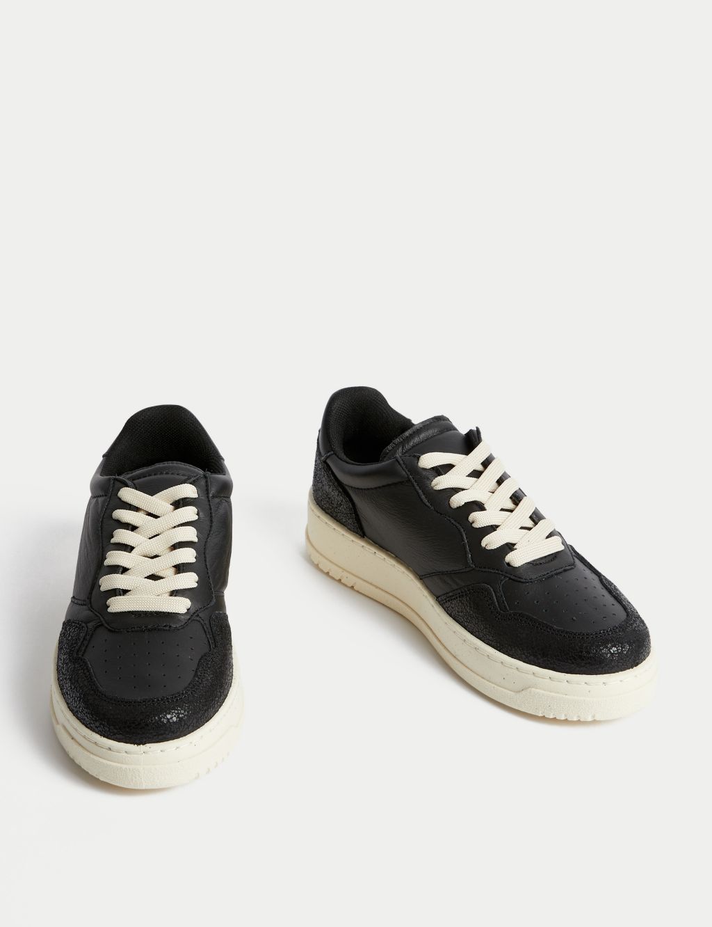 Leather Lace Up Suede Panel Trainers image 2