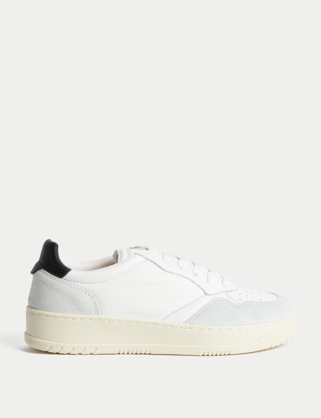 Leather Lace Up Suede Panel Trainers image 1