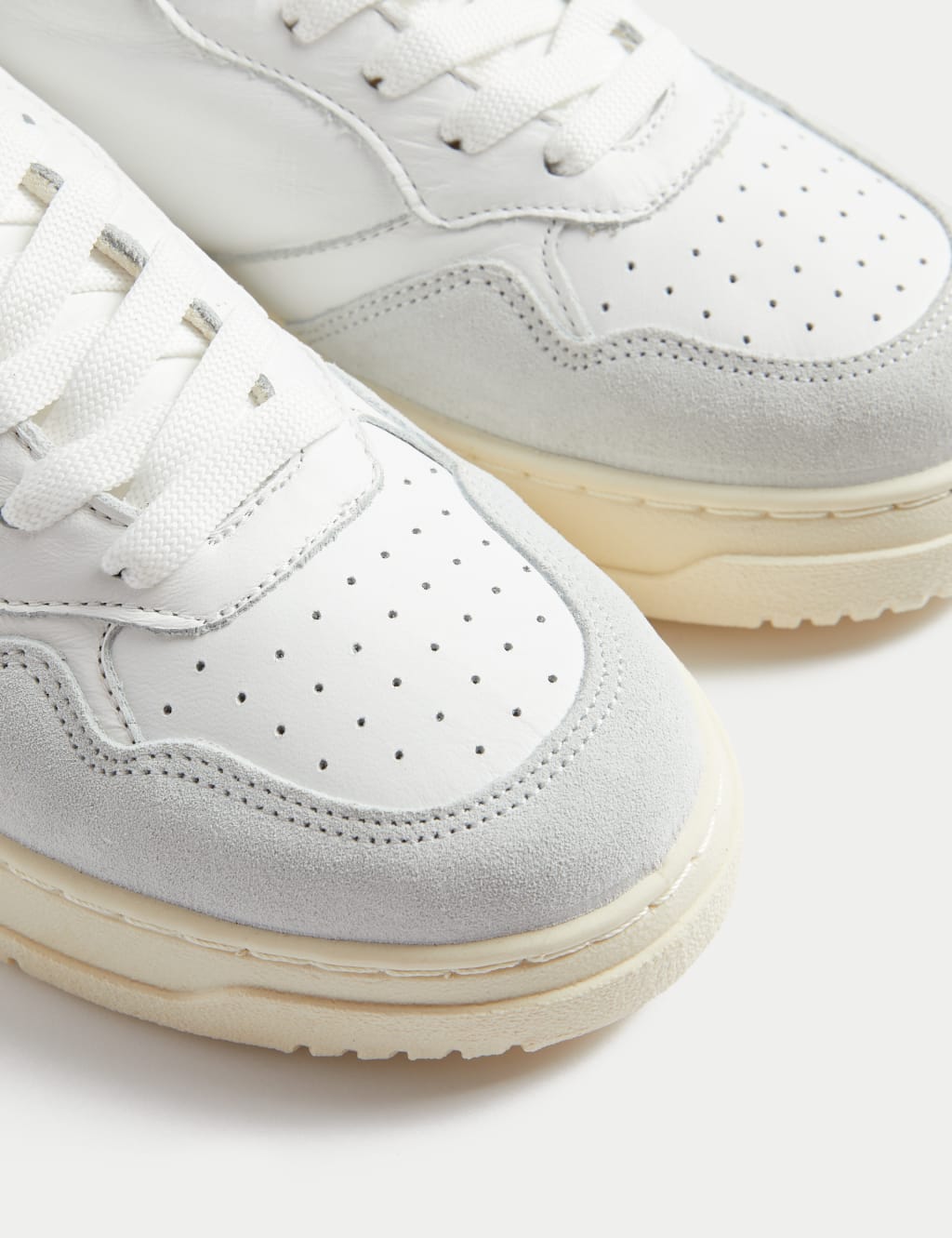 Leather Lace Up Suede Panel Trainers image 3