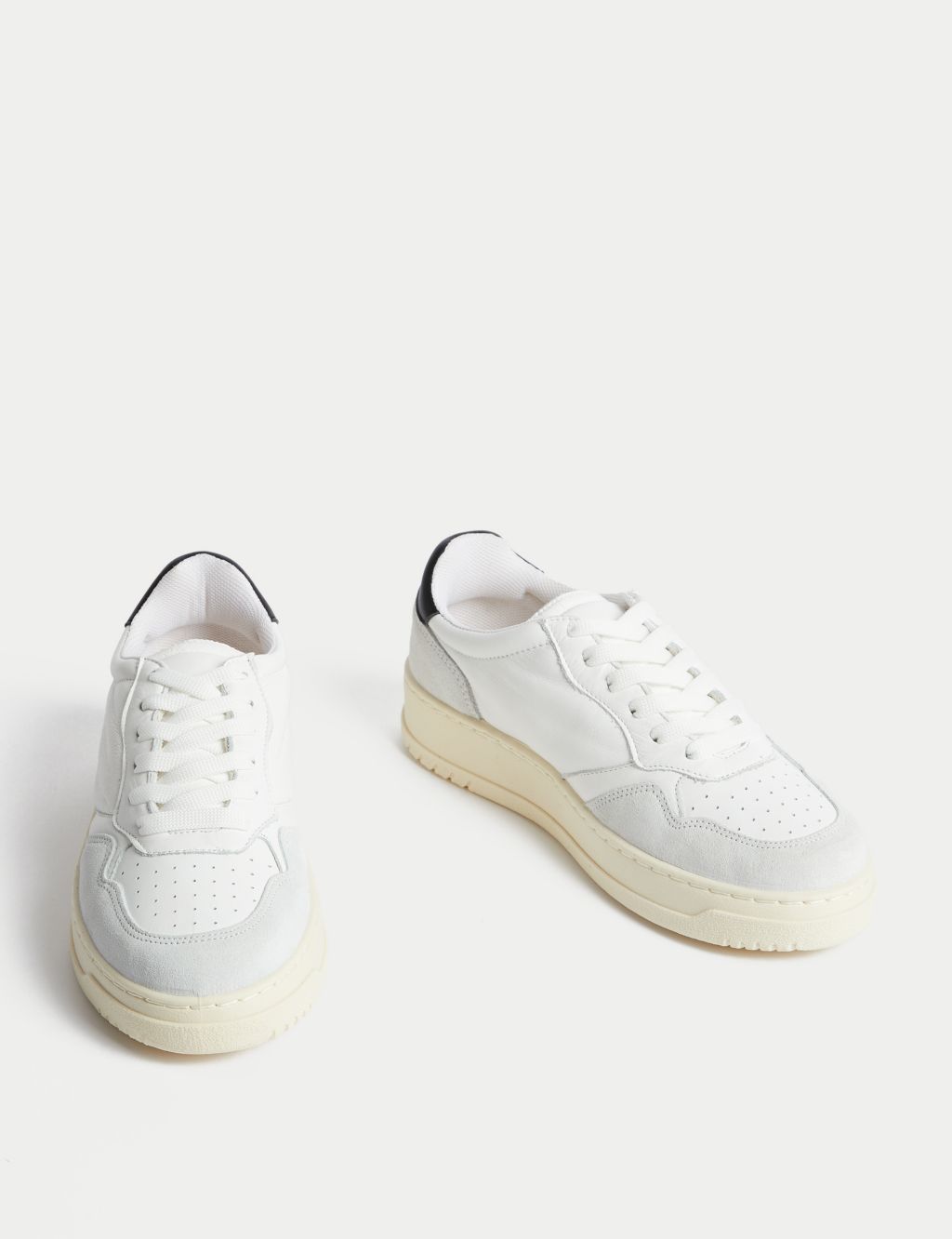 Leather Lace Up Suede Panel Trainers image 2