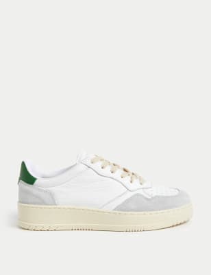 

Womens M&S Collection Leather Lace Up Suede Panel Trainers - White Mix, White Mix