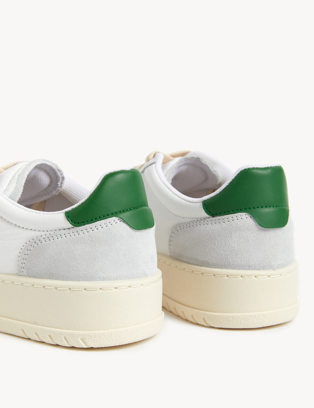 Leather Lace Up Suede Panel Trainers image 2