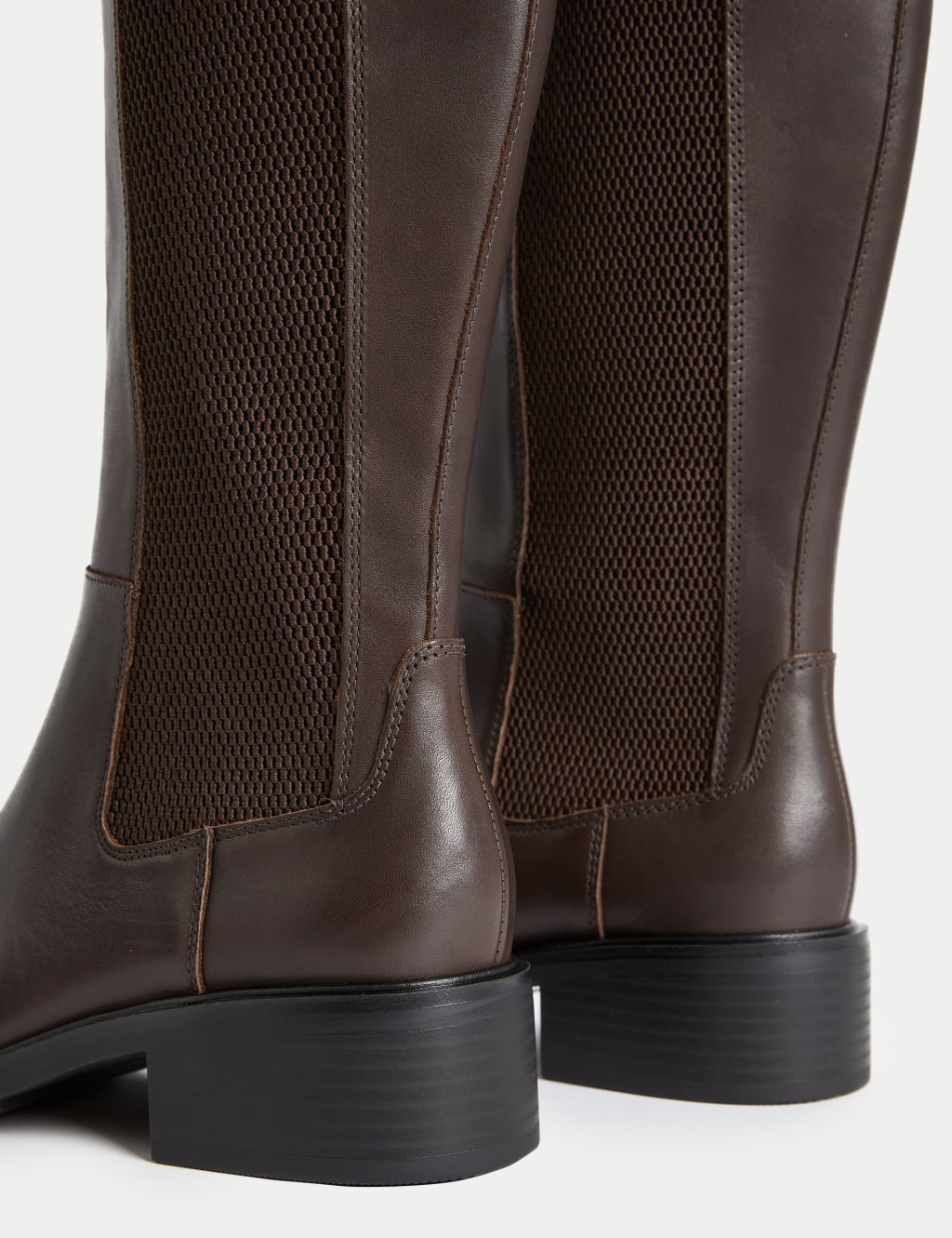 Leather Chelsea Flat Knee High Boots image 3