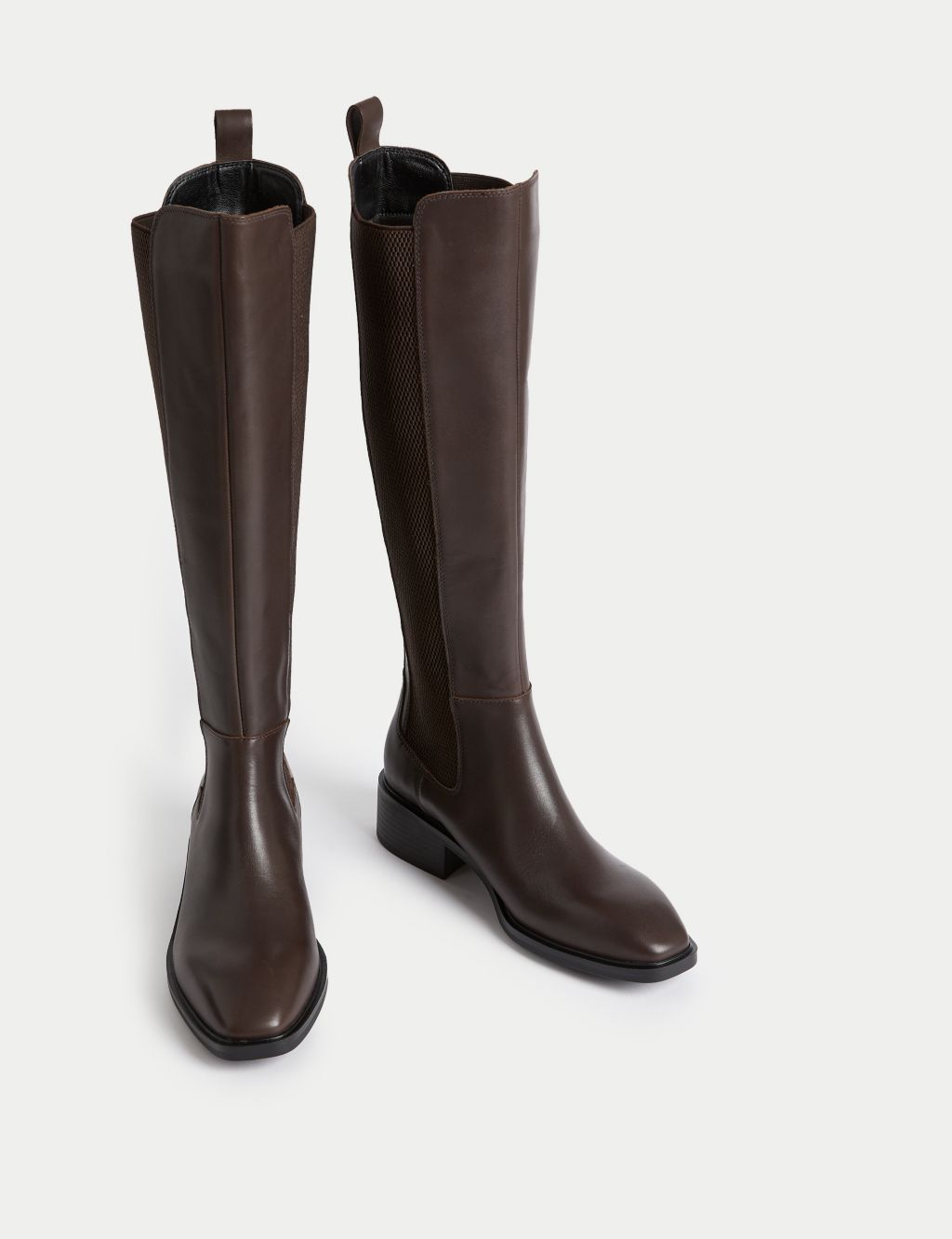 Leather Chelsea Flat Knee High Boots image 2