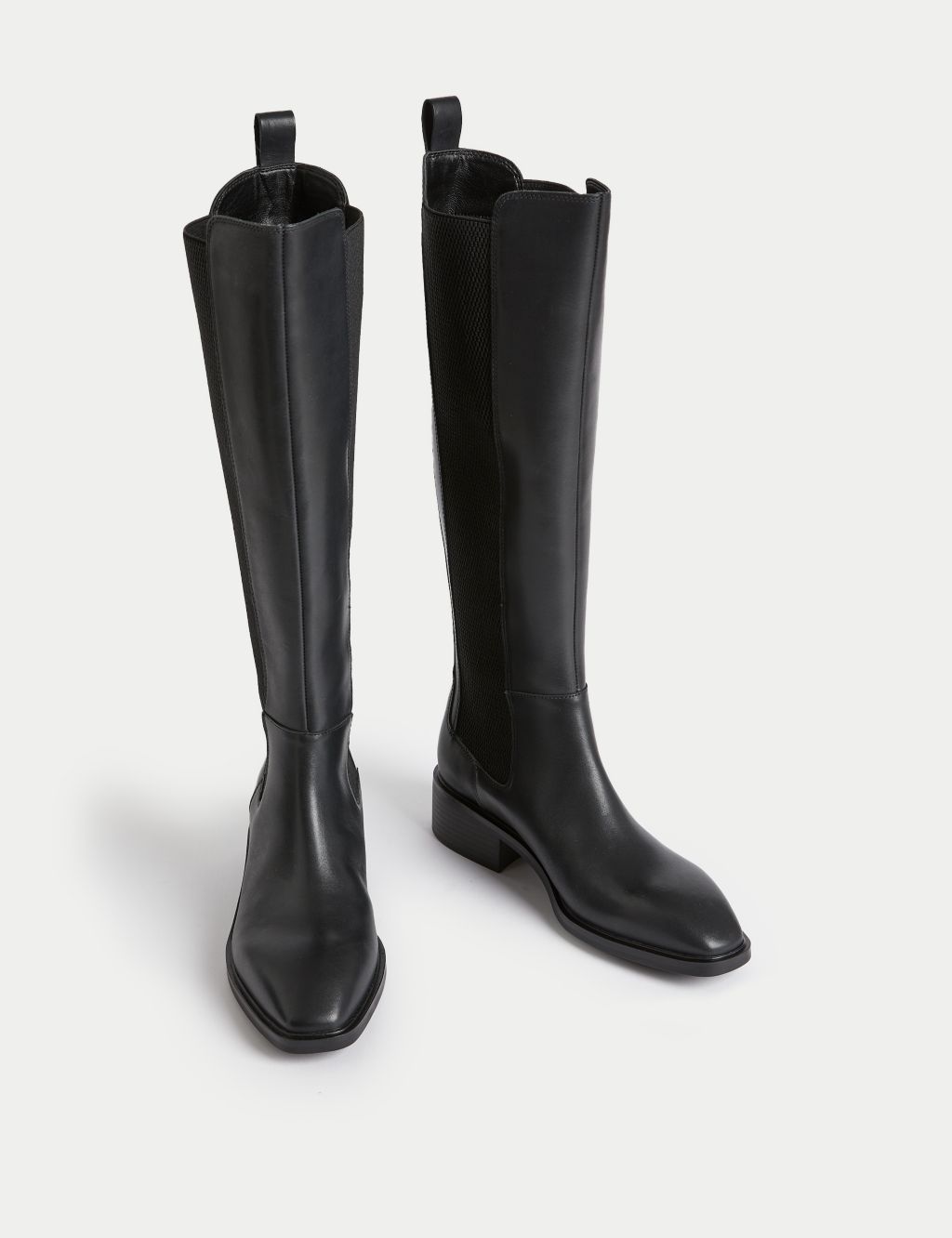 Leather Chelsea Flat Knee High Boots image 2