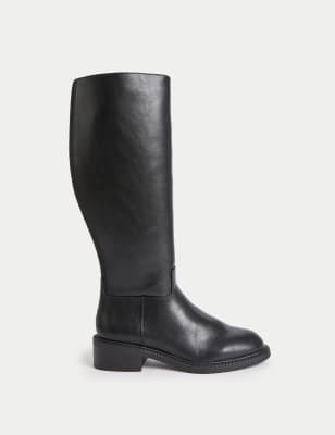 Flat white boots hot sale knee high