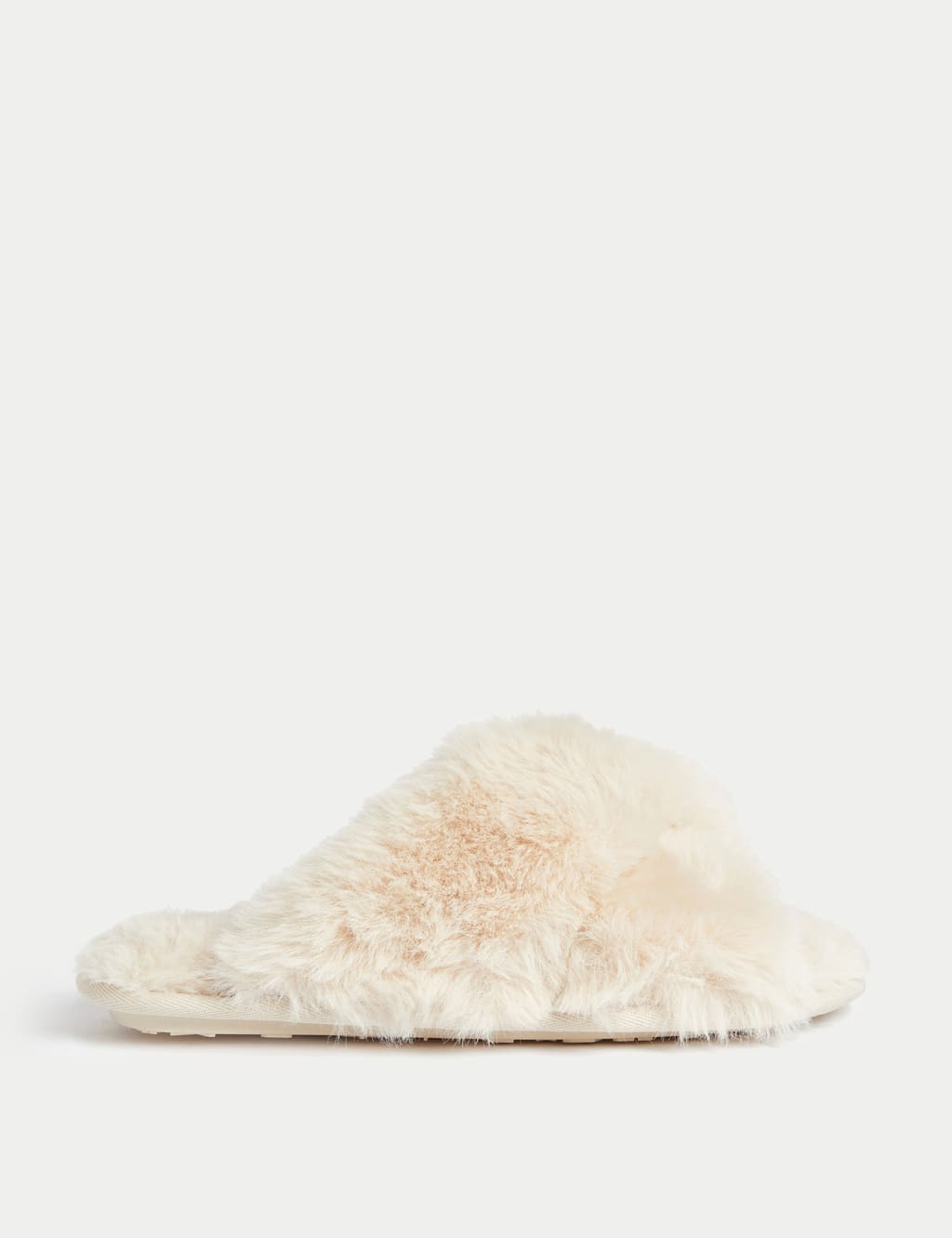 Faux Fur Crossover Slider Slippers