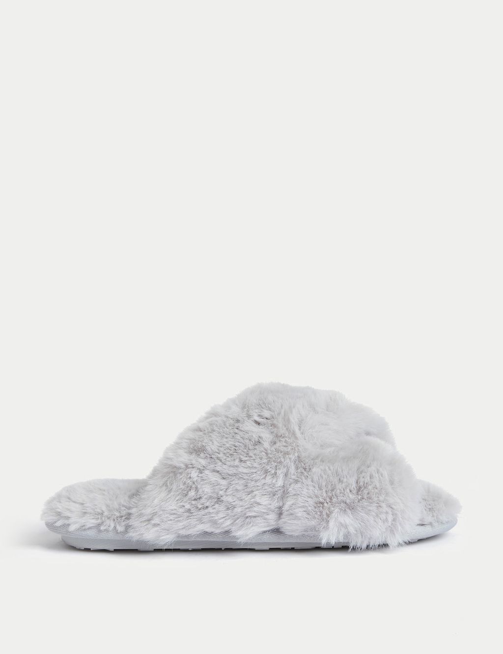 Faux Fur Crossover Slider Slippers