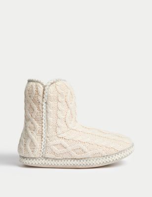 Cable Knit Slipper Boots - CN