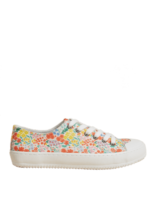 

Womens M&S Collection Canvas Lace Up Printed Trainers - Orange Mix, Orange Mix