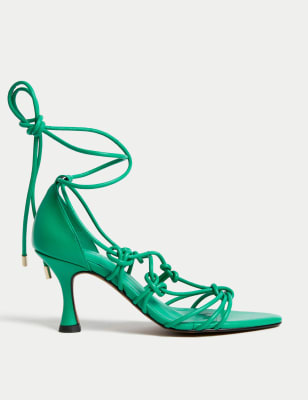 

Womens Autograph Leather Knot Strappy Stiletto Heel Sandals - Green, Green