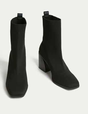 Block Heel Sock Boots