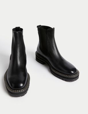 Leather Chelsea Cleated Ankle Boots