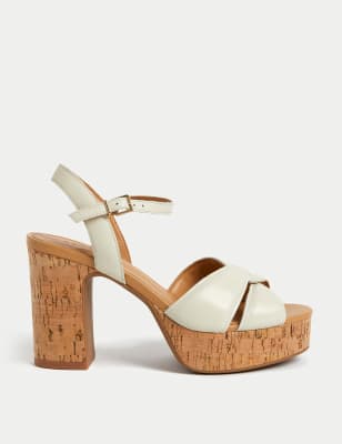 

Per Una Sandalias de piel con tira al tobillo y plataformaWomens - Ivory Mix, Ivory Mix