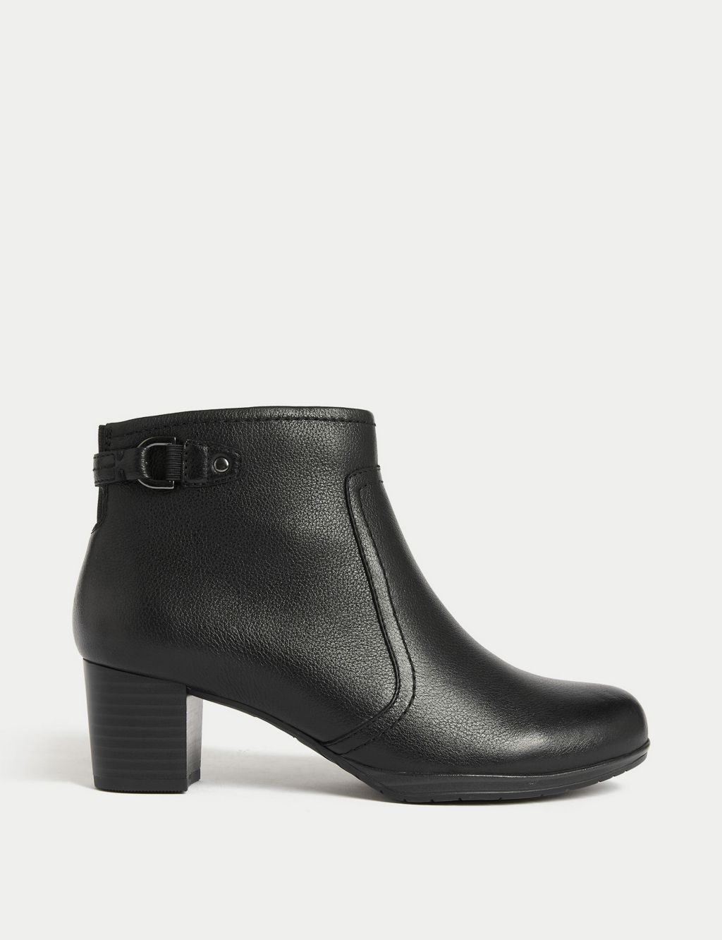 Wide Fit Leather Block Heel Ankle Boots image 1