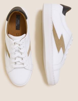 

Womens M&S Collection Schnürturnschuhe aus Leder mit Detail an der Seite - Taupe Mix, Taupe Mix