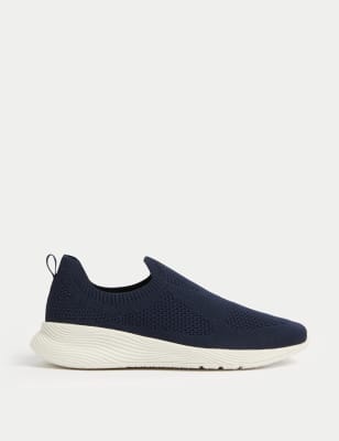 M&S Women's Knitted Slip On Trainers - 3.5 - Navy, Navy,Black,Grey