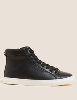 

Womens M&S Collection Lace Up Eyelet Detail High Top Trainers - Black, Black