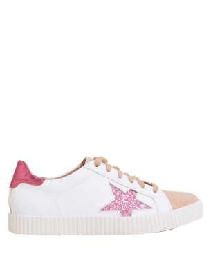 

M&S Collection Zapatillas deportivas de piel con cordones y diseño de estrellasWomens - Blush, Blush