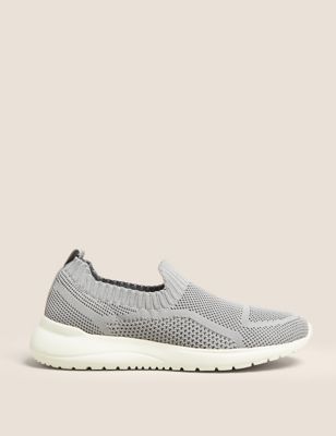 Womens GOODMOVE Slip On Knitted Trainers - Grey, Grey