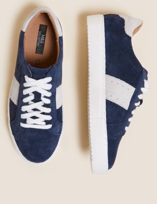 M&S Womens Suede Lace Up Trainers