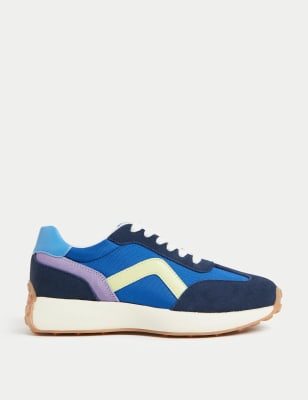 

M&S Collection Zapatillas deportivas de piel con detalle de cordones en el lateralWomens - Blue Mix, Blue Mix