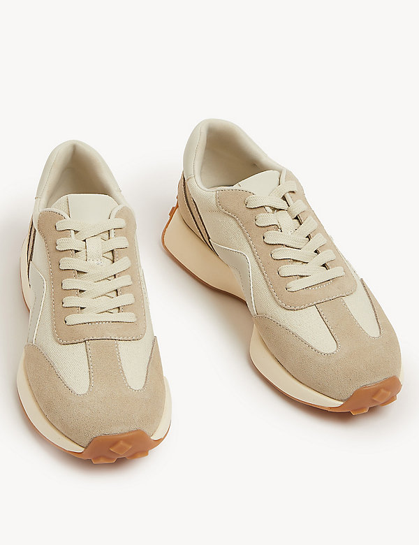 Leather Lace Up Side Detail Trainers - NZ