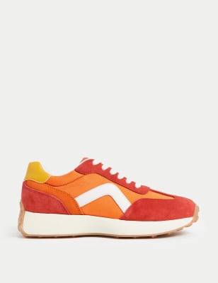 

M&S Collection Zapatillas deportivas de piel con detalle de cordones en el lateralWomens - Orange, Orange