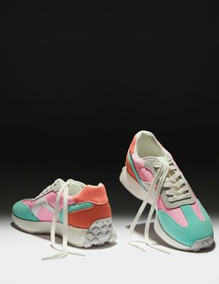 

Womens M&S Collection Leather Lace Up Side Detail Trainers - Multi/Pastel, Multi/Pastel