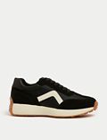 Leather Lace Up Side Detail Trainers