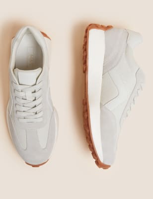 

Womens M&S Collection Leather Lace Up Side Detail Trainers - Natural Beige, Natural Beige