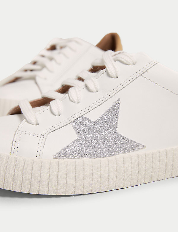 Lace Up Leather Star Trainers - BE
