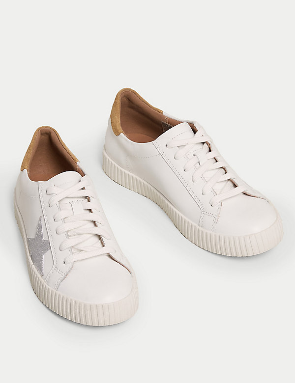 Lace Up Leather Star Trainers - FI