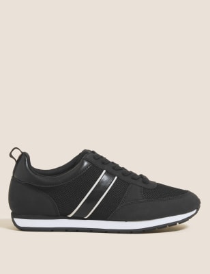 

Womens M&S Collection The Retro Lace-Up Trainers - Black, Black