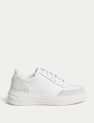 Leather Lace Up Platform Trainers