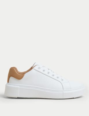 Marks and spencer sales white leather trainers