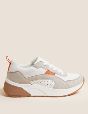 

Womens M&S Collection Lace Up Chunky Trainers - White, White